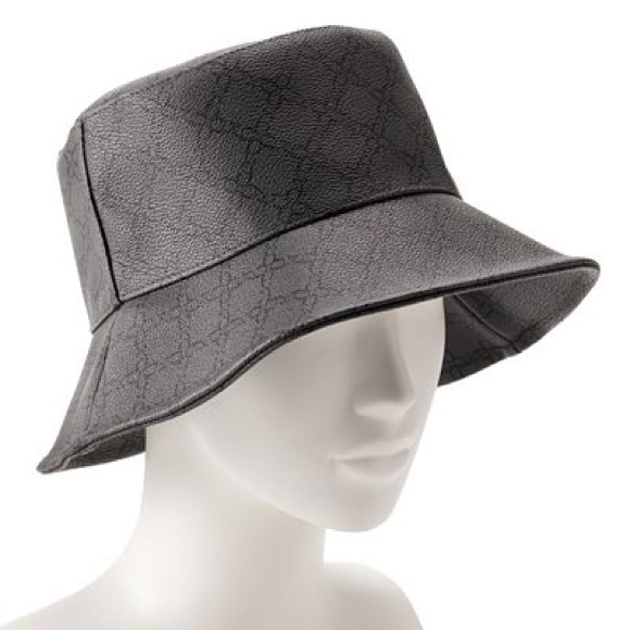 Women's Nine West Vegan Leather Lattice Pattern Bucket Hat - Picture 2 of 11